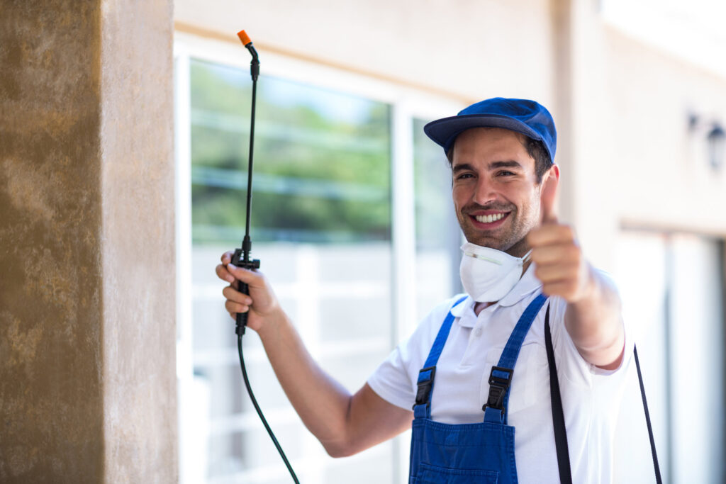Quick Pest UK technician spraying pesticide to eliminate insects and rodents in the UK
